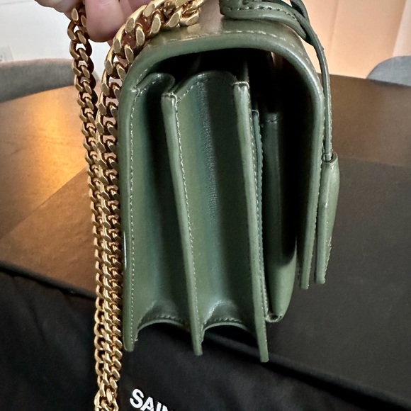 Saint Laurent | YSL Sunset Crossbody Bag in Olive Green with Gold Hardware - Picture 10 of 10